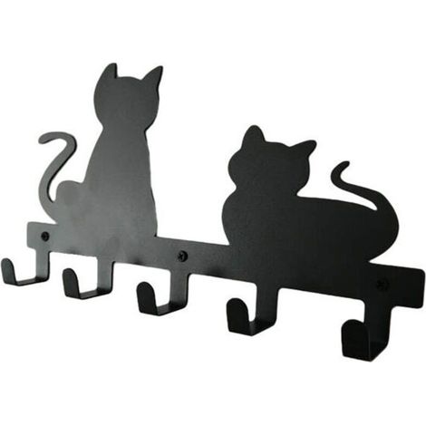 Creative Cartoon-Katzenhaken, Personalized Wandbehang, Schwarzes Katzenseil, Eisenhaken, Schwarze Katzenmantel- und Huthaken, (1/4)