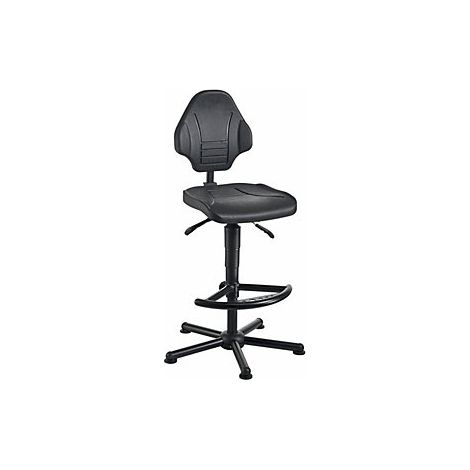 Silla  de  trabajo  W13  deslizadores  de  suelo+reposapiés  espuma  de  poliuretano  negra (1/2)