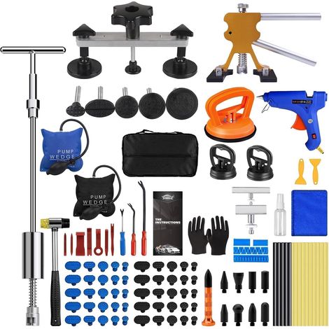 Ventouse Carrosserie Kit 119Pcs - Outils Debosselage Carrosserie Kit Debosselage Carrosserie avec Marteau Carrossier Kit Voiture Réparation Dent pour Enlever Bosses Véhicules (1/5)