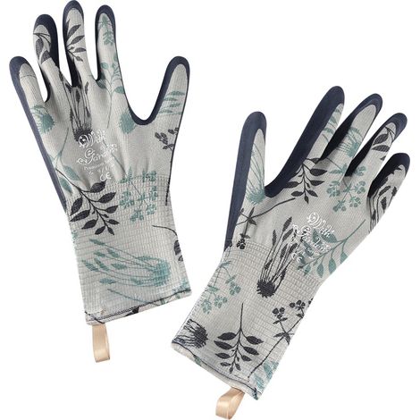 Une paire de gants de jardinage imprimés en nylon à sangle en latex, résistants à la perforation et imperméables, pour creuser la terre et planter des fleurs. (1/5)