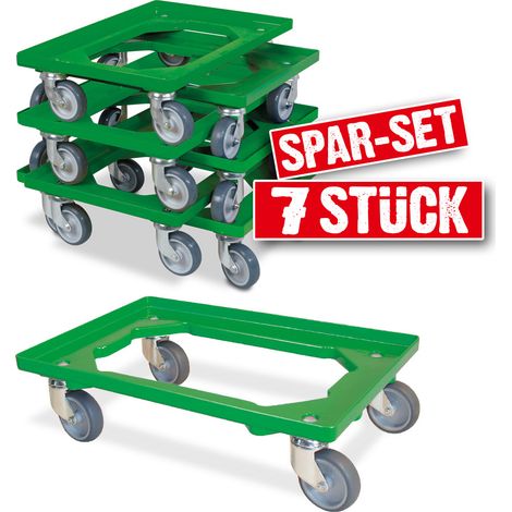 BRB Lot de 7 rouleaux de caisse pour conteneur 600 x 400 mm Charge maximale 250 kg Vert (1/2)