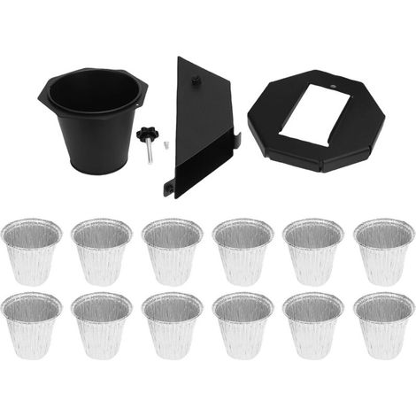 Seau à Graisse avec 12 Pots en Papier d'Aluminium pour Fumoir et Barbecue Récipient Amélioré avec Couvercle