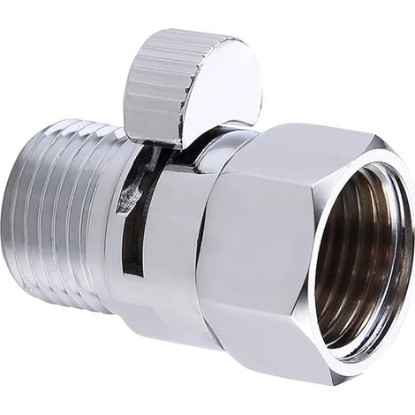 Robinet de contrôle d'écoulement d'eau en laiton valve d'arrêt d'eau valve de réglage de pommeau de douche convient pour pommeau de douche et arrosage à main chromé