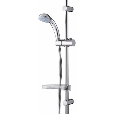 Wirquin – Kit de douche EQUO 1 jet chromé – Barre de douche L.650mm Ø18mm en ABS – Flexible inox 1m50 – Douchette anti-calcaire – 60721658