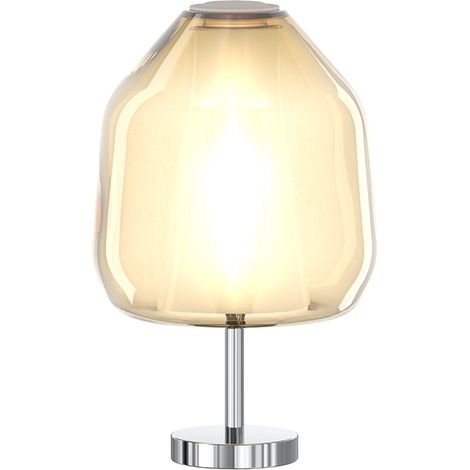 Lampada Contemporanea Double Skin Beta Metallo Cromo Vetro Ambra 1 Luce E27