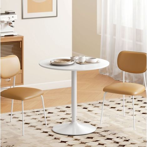 Tavolo da pranzo rotondo 2 persone Ø80 cm in MDF e acciaio bianco HAVRYA (1/5)