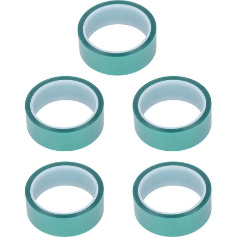 Lot de 5 rouleaux de ruban de masquage vert, largeur 33 mm, longueur 33 m, protection pour peinture au pistolet, ruban PET haute température (1/5)