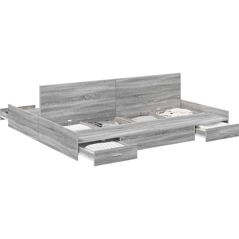 Maison Exclusive - Aufbewahrungsbettgestell Graues Sonoma 180 x 2