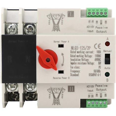 AC110V 100A Dual Power Automatischer Umschalter 35mm Schienenmontage 2P ATS Generator Umschalter