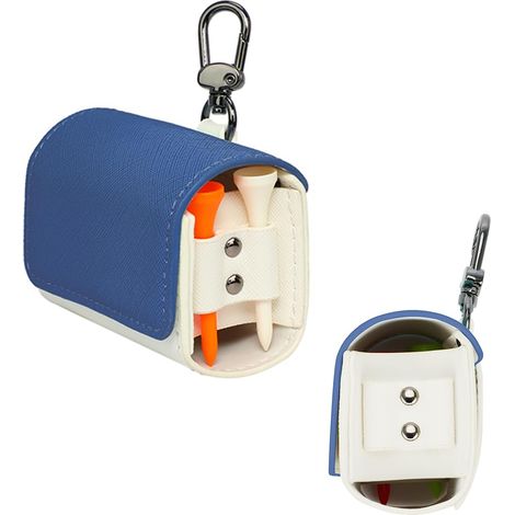 Sac banane portable pour balles de golf avec rangement pour tees - Cuir PU de qualité supérieure, pochette pratique pour balles de golf pour hommes et femmes, accessoire de golf compact(bleu) (1/5)