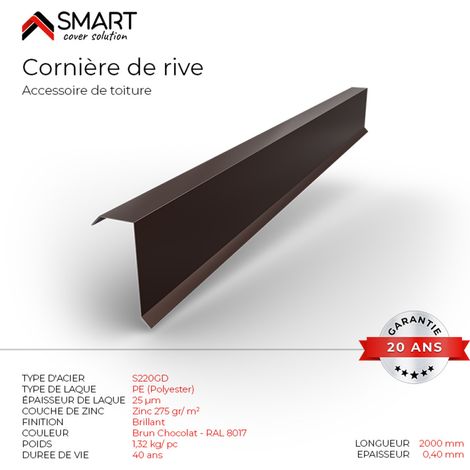 Bravo The Smart Solution – Cornière de rive bac acier – Tôle de couverture toiture H12 – Brun chocolat RAL 8017 – Longueur 2m – Accessoire pour couverture légère (1/2)