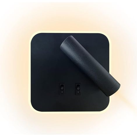 12W LED Indoor Modern Down Wall Light, Aluminum Two Modes Brightness Wall Sconce for Bedroom, Living Room, Stairwell, Hallway, Warm White (Black) (1/5)