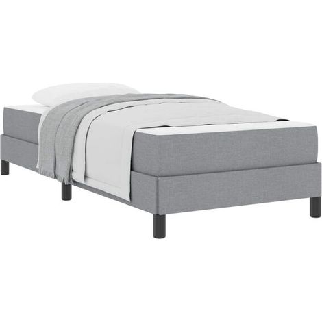 Matelas à ressorts avec matelas gris clair, mesurant 80 x 200 cm, recouvert de tissu. (1/5)