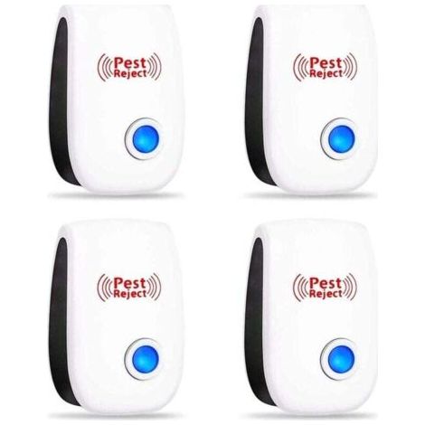 Dispositivo repellente a ultrasuoni per roditori e insetti, zanzare, mosche, topi, scarafaggi, formiche e ragni, per uso interno, 100% innocuo (confezione da 4)