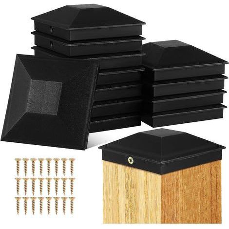 Kunststoff-Pfostenschutz für Zäune und Geländer, für eine ansprechendere Optik, 10,3 x 10,3 x 3 cm, 12er-Packung (1/5)