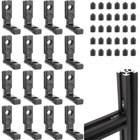 Sollbry Lot de 16 équerres intérieures en T 2020 M5 avec 36 vis - Profilé en aluminium - Rainure 6 T - 90° - En forme de L - Connecteur d'angle intérieur en alliage de zinc - Pour profilé en aluminium (1/5)
