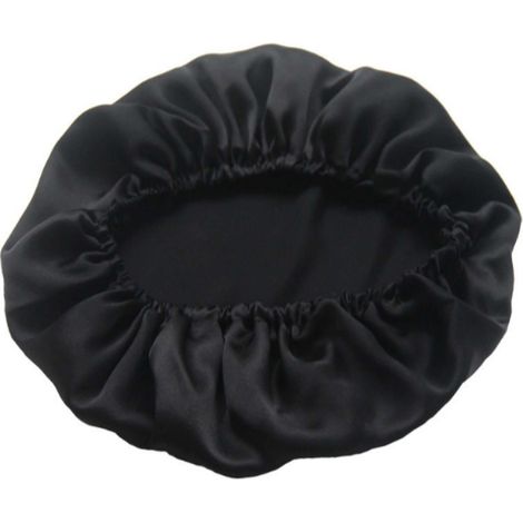 Bonnet de nuit en soie pour cheveux longs - Bandeau en soie respirante Noir (1/4)