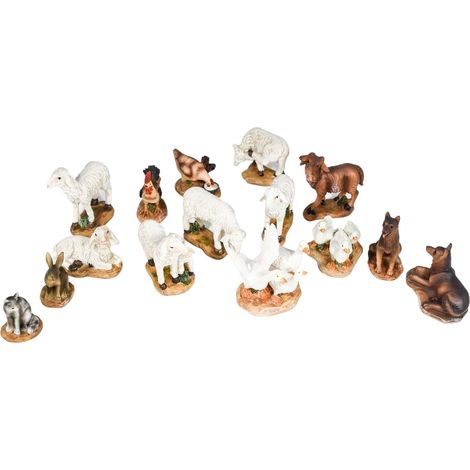 Animali per presepe in poliresina dipinti a mano statuine da fattoria h 7 cm (1/4)