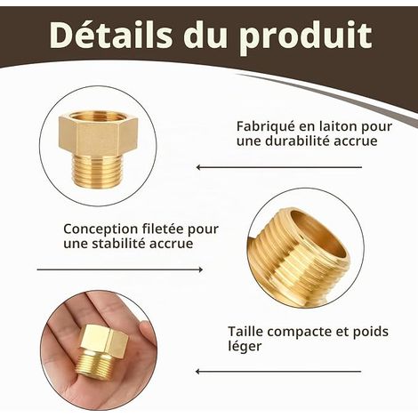 Gas Adapter 1/2" Female to 1/4" Male, LPG Gas Thread, Right to Left Adapters, Universal Connector with Rubber Seal, Brass Hose Connector for Camping Stove LPG Stove (1/4)