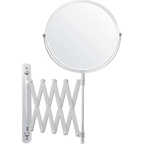 Miroir grossissant mural extensible et pivotant à 360° - Grossissement x3 - 22 x 21,7 cm - Miroir mural double face en acier inoxydable pour salle de bain (1/5)