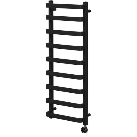 Milton Colore Matt Black 1200mm x 500mm Curved Digital Thermostatic Electric Heated Towel Rail (1/5)