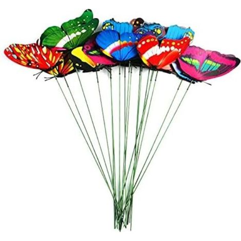 50 papillons de jardin en métal, décorations extérieures pour pelouse et plantes de patio, ornements de jardin pour fêtes (17 cm)