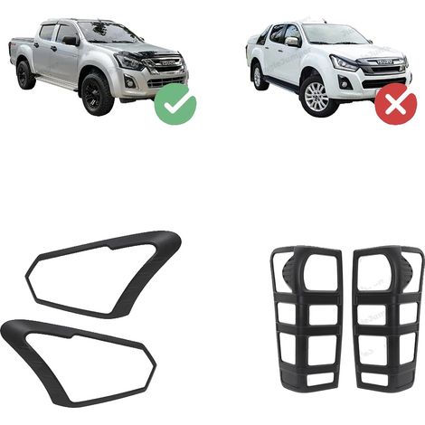Cubiertas para luces traseras, negro mate, material ABS, juego de 4 piezas. (1/2)