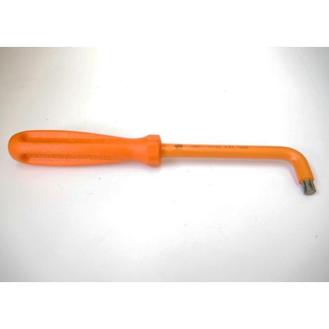 Tournevis 6 Pans 7x105mm coudée 90° isolée 1000V manche orange longueur 230x40mm pour vis creuses DERANCOURT