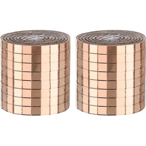 3200 pièces de carreaux de miroir sphériques à multiples facettes - Carreaux de mosaïque carrés auto-adhésifs en miroir 5x5mm (or rose) - 2 rouleaux (1/5)