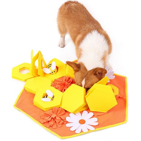 Tapis olfactif pour chiens, jouet intelligent avec couinement, lavable et pliable, pour l'entraînement à la recherche de nourriture et d'odeurs, grand format (60 x 70 cm). (1/3)
