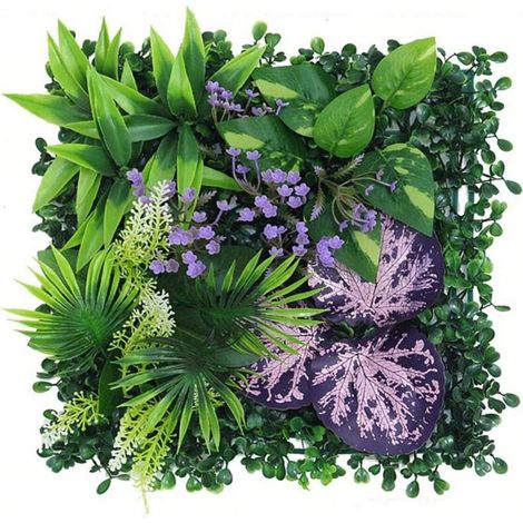 Mur végétal artificiel, Haies artificielles, clôture décorative et intimité, Mur de fleurs artificielles, Fond de mur végétal artificiel, 25 x 25 cm