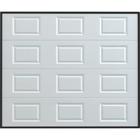 Vente-Unique – Porte de garage sectionnelle à cassette blanc motorisée 254 x 218 cm – Acier galvanisé – Ouverture verticale – Éco-responsable fabriqué en Europe