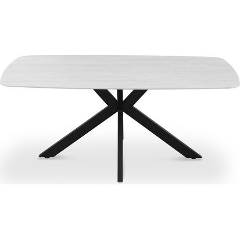ARVENA 180x90 cm – Farbe Graustein – Designer-Esstisch – Tischplatte in Steinoptik und Metall