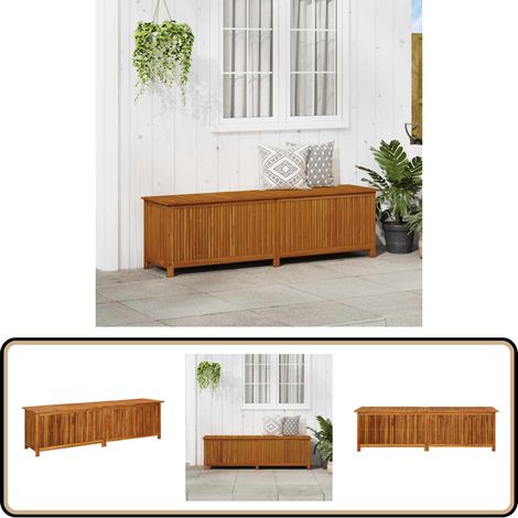 Vidaxl – Coffre de jardin en bois d'acacia 200x50x58 cm – Résistant aux intempéries – Sac intérieur imperméable – Espace de rangement optimal (1/5)