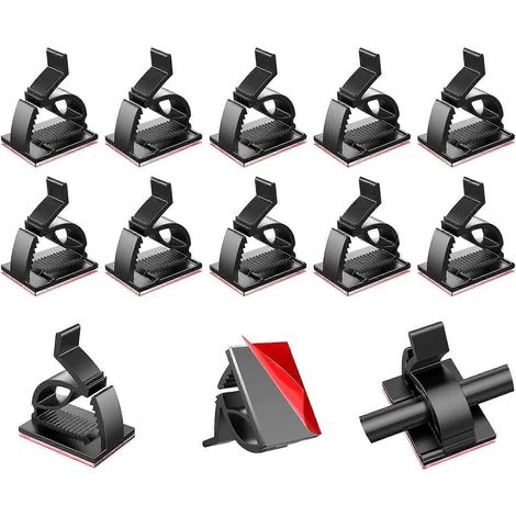 100 attaches-câbles adhésives Halsouy, clips de câbles auto-adhésifs pour la gestion des câbles en voiture, au bureau et à la maison (noir)-AquaForge (1/5)