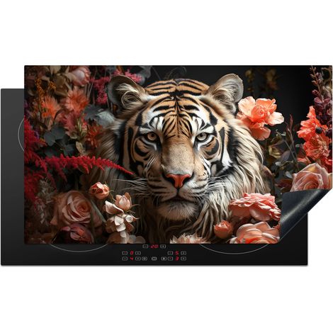 Induction Hob Protector Tiger - Animal - Nature - Floral - Botanical 91.2x52 cm
