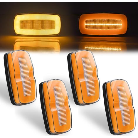 4PCS Feux de Gabarit Jaune, Feux Gabarit LED 24V Dynamique Feu de Gabarit Remorque pour Remorque Camion RV Caravan Bus Bateaux (1/5)