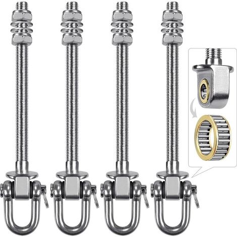Supports de balançoire robustes en acier inoxydable avec roulements à billes (jeu de 4), vis de balançoire M10, capacité de 816 kg pour poutres en bois et en acier, hamac de yoga, balançoire de porche (1/5)