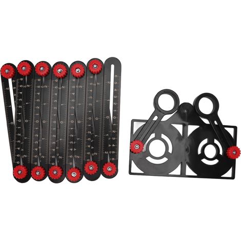 Règle de mesure multi-angles en alliage d'aluminium avec repère de perçage, outil de mesure pour trous de carrelage et ouvertures, pour l'ingénierie, 12 plis (1/5)