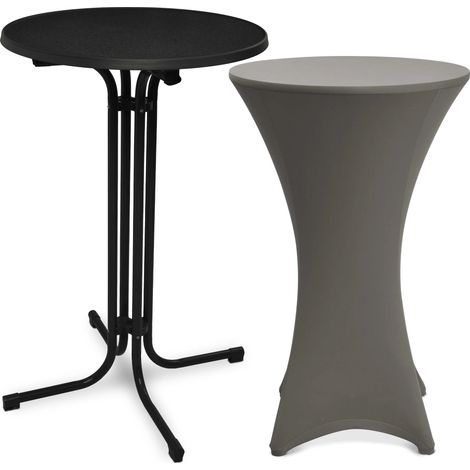 Outdoor Stehtisch Bellini, klappbar, Ø60cm, Anthrazit, mit Husse