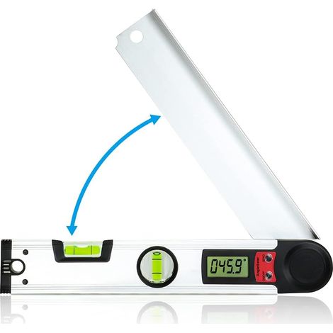 Transportador de ángulos digital, nivel de burbuja LCD de 0 a 230°, 300 mm para madera y bricolaje