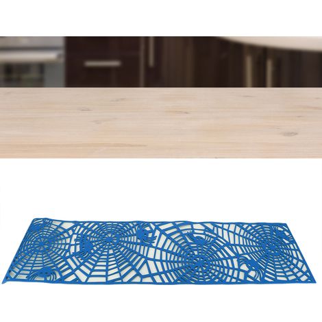 Kreatives Filz-Platzset mit durchbrochenem Muster, rechteckiger Filz-Tischläufer mit Spinnennetz-Muster, hellblau (1/5)
