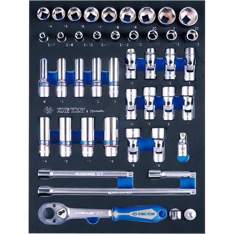 KING TONY - Module mousse + PP 44 pièces douilles 3/8" et accessoires (1/5)