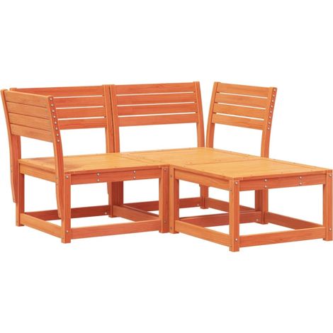 Maison Exclusive - 3-tlg. Garten-Sofagarnitur Wachsbraun Massivho