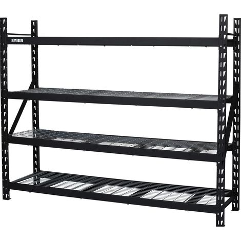 STIER Gitterrost-Fachbodenregal, Fachlast 400 kg, HxBxT 1830x1950x610mm, 4 Regalböden, Stahlgestell, Regalsystem
