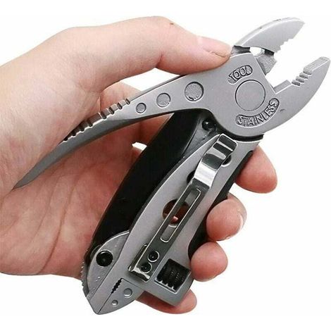 Crezuo Outdoor Camping Multi-Grip Zange Verstellbarer Schraubendreher Schraubenschlüssel Taschen-Multifunktionswerkzeug (1/4)