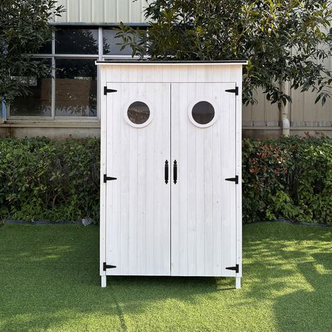 Leco Holz Gartenschrank "Toni", weiß, 118 x 70 x 190 cm (L x B x H) (1/5)