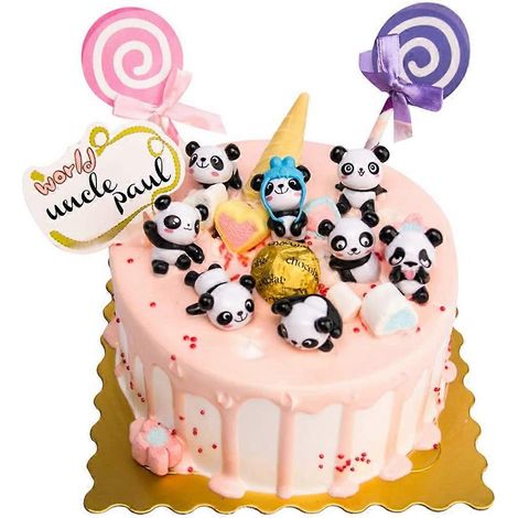 Adorables mini-pandas en peluche, figurines amusantes pour décorer vos gâteaux et autres projets de jardinage. (1/4)