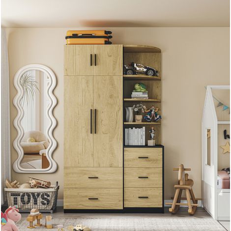 Armadio guardaroba con 5 cassetti e asta 110x40x186 cm OKMYHOME (1/5)