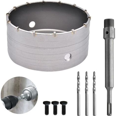 160mm Scie à Cloche Bi-Metal pour Carrelage Beton, Scies Cloches Carotteuse Trépan Beton, avec Adaptateur SDS Plus 220 mm et 3 Foret de Centrage 110 mm (160MM) (1/5)